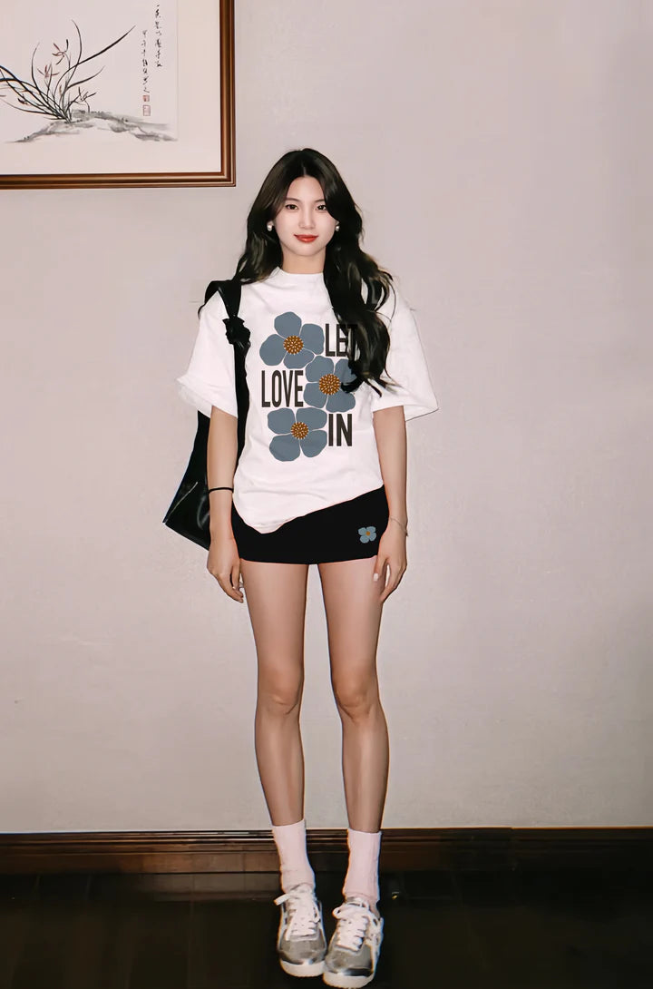 Bộ Flower Blue + Chân váy
